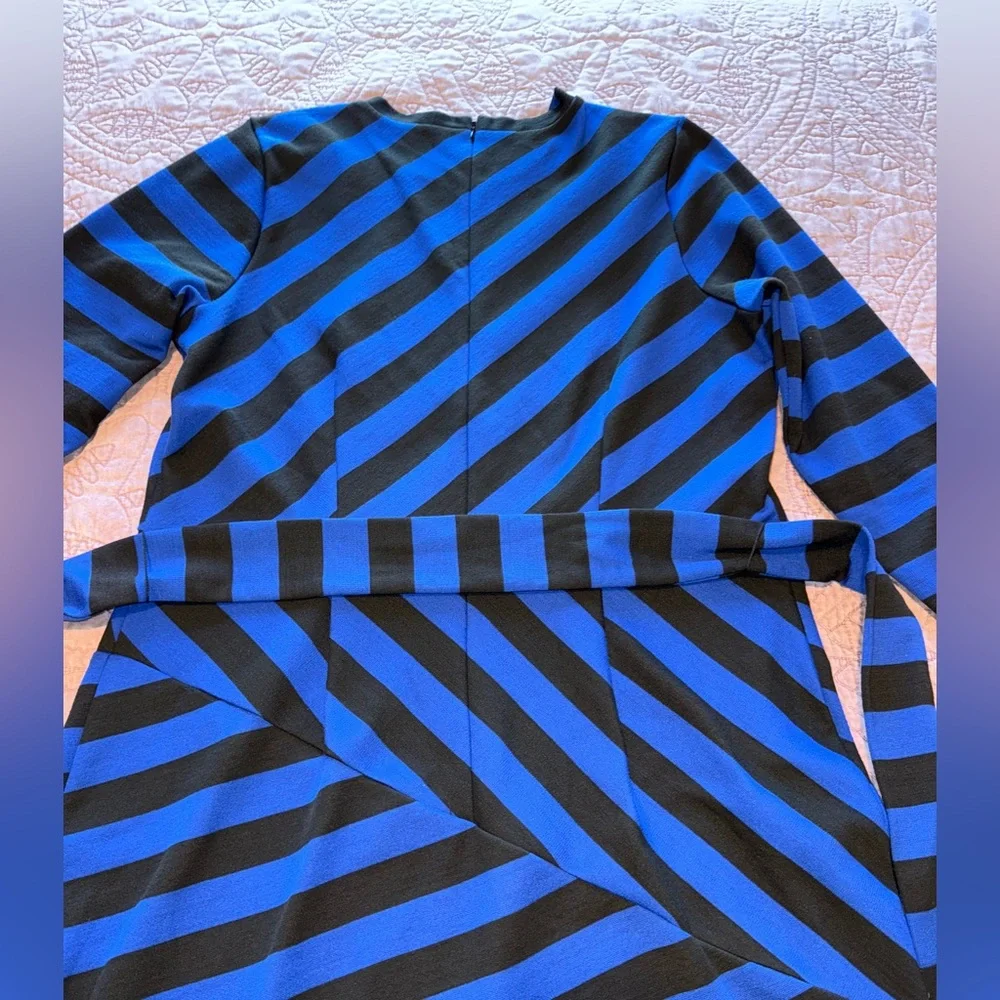 Eloquii Blue and Black Striped Long Sleeve Dress - Picture 10 of 15